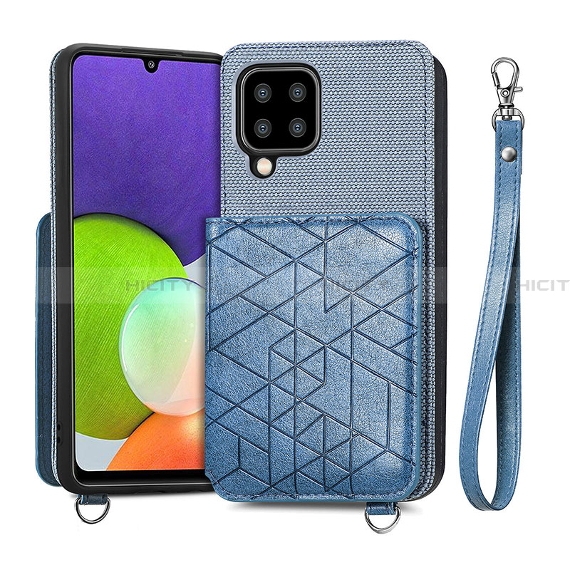 Silikon Hülle Handyhülle Ultra Dünn Schutzhülle Tasche Flexible mit Magnetisch S07D für Samsung Galaxy A22 4G Blau