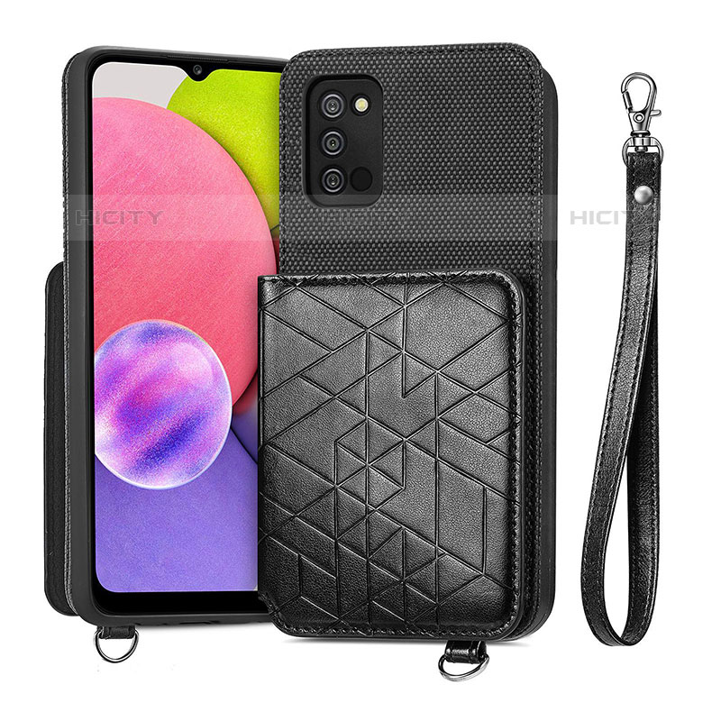 Silikon Hülle Handyhülle Ultra Dünn Schutzhülle Tasche Flexible mit Magnetisch S07D für Samsung Galaxy M02s Schwarz