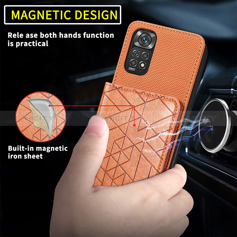 Silikon Hülle Handyhülle Ultra Dünn Schutzhülle Tasche Flexible mit Magnetisch S07D für Xiaomi Redmi Note 11 4G (2022) groß