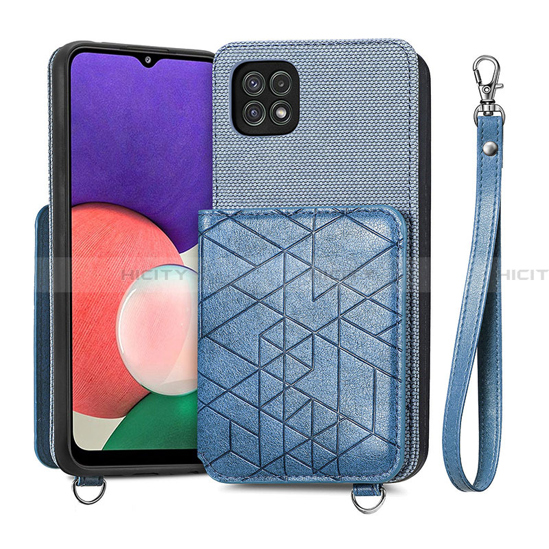 Silikon Hülle Handyhülle Ultra Dünn Schutzhülle Tasche Flexible mit Magnetisch S08D für Samsung Galaxy A22 5G Blau Plus