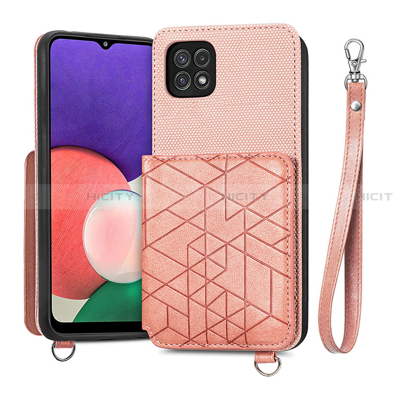 Silikon Hülle Handyhülle Ultra Dünn Schutzhülle Tasche Flexible mit Magnetisch S08D für Samsung Galaxy A22 5G Rosa