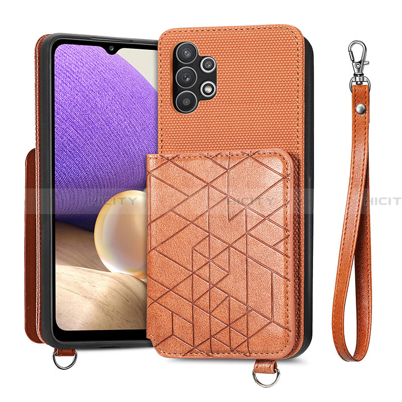 Silikon Hülle Handyhülle Ultra Dünn Schutzhülle Tasche Flexible mit Magnetisch S08D für Samsung Galaxy A32 4G Braun