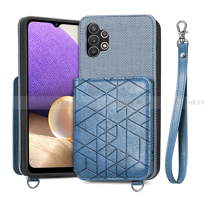 Silikon Hülle Handyhülle Ultra Dünn Schutzhülle Tasche Flexible mit Magnetisch S08D für Samsung Galaxy A32 5G Blau