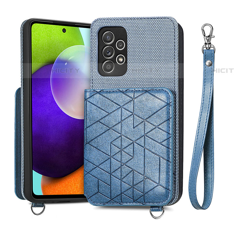 Silikon Hülle Handyhülle Ultra Dünn Schutzhülle Tasche Flexible mit Magnetisch S08D für Samsung Galaxy A52 4G Blau