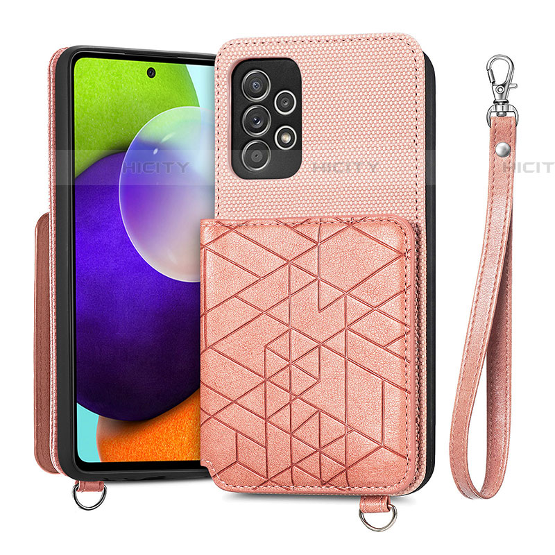 Silikon Hülle Handyhülle Ultra Dünn Schutzhülle Tasche Flexible mit Magnetisch S08D für Samsung Galaxy A52 5G Rosa