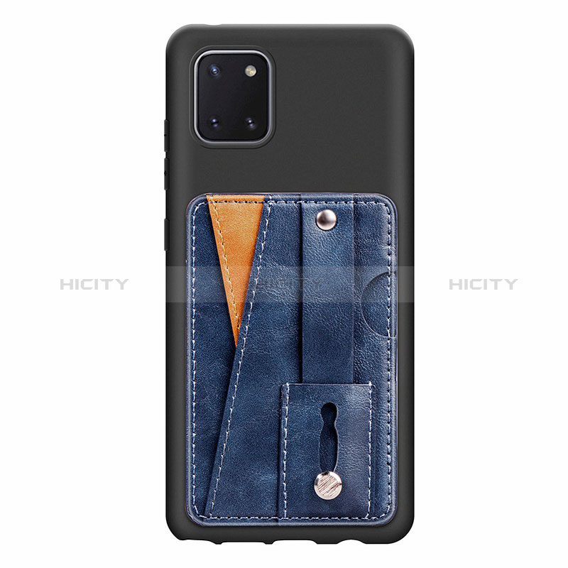 Silikon Hülle Handyhülle Ultra Dünn Schutzhülle Tasche Flexible mit Magnetisch S08D für Samsung Galaxy A81 Blau