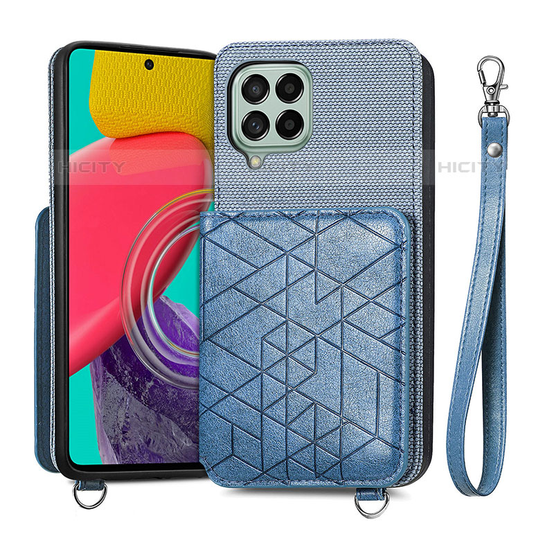 Silikon Hülle Handyhülle Ultra Dünn Schutzhülle Tasche Flexible mit Magnetisch S08D für Samsung Galaxy M53 5G Blau Plus