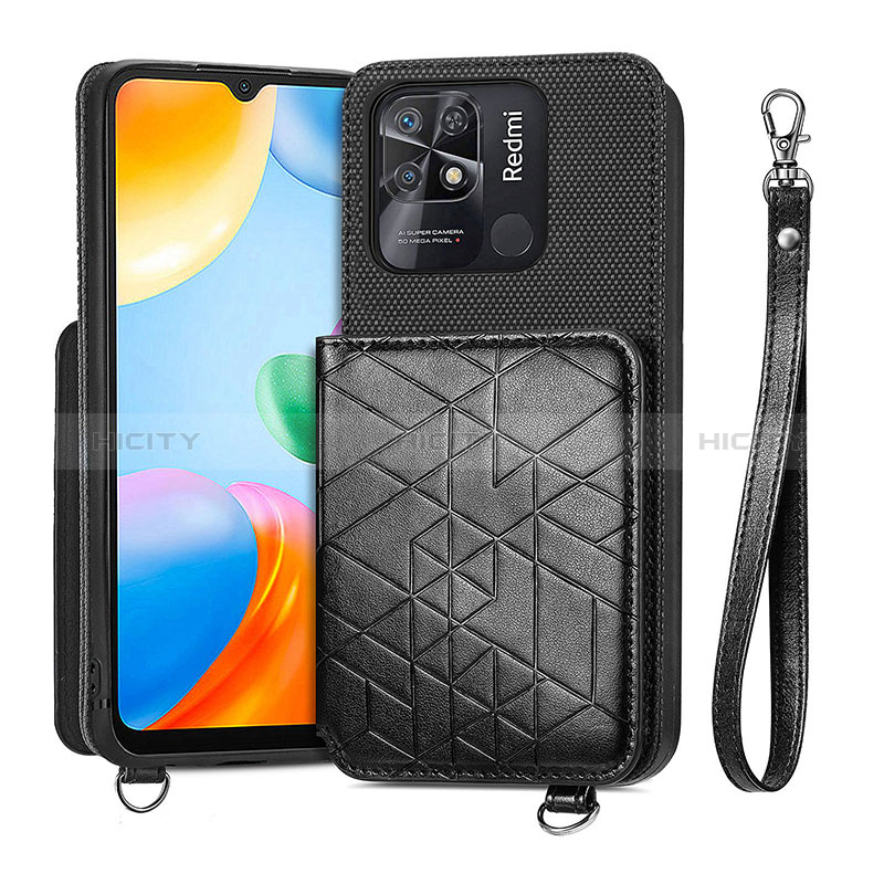 Silikon Hülle Handyhülle Ultra Dünn Schutzhülle Tasche Flexible mit Magnetisch S08D für Xiaomi Redmi 10 India Schwarz Plus