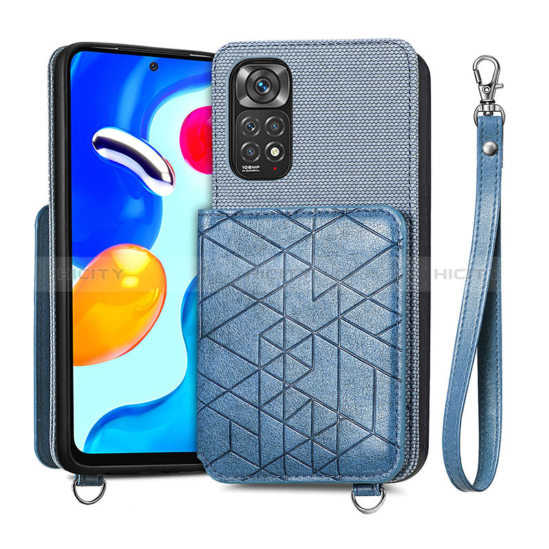 Silikon Hülle Handyhülle Ultra Dünn Schutzhülle Tasche Flexible mit Magnetisch S08D für Xiaomi Redmi Note 11 4G (2022) Blau Plus