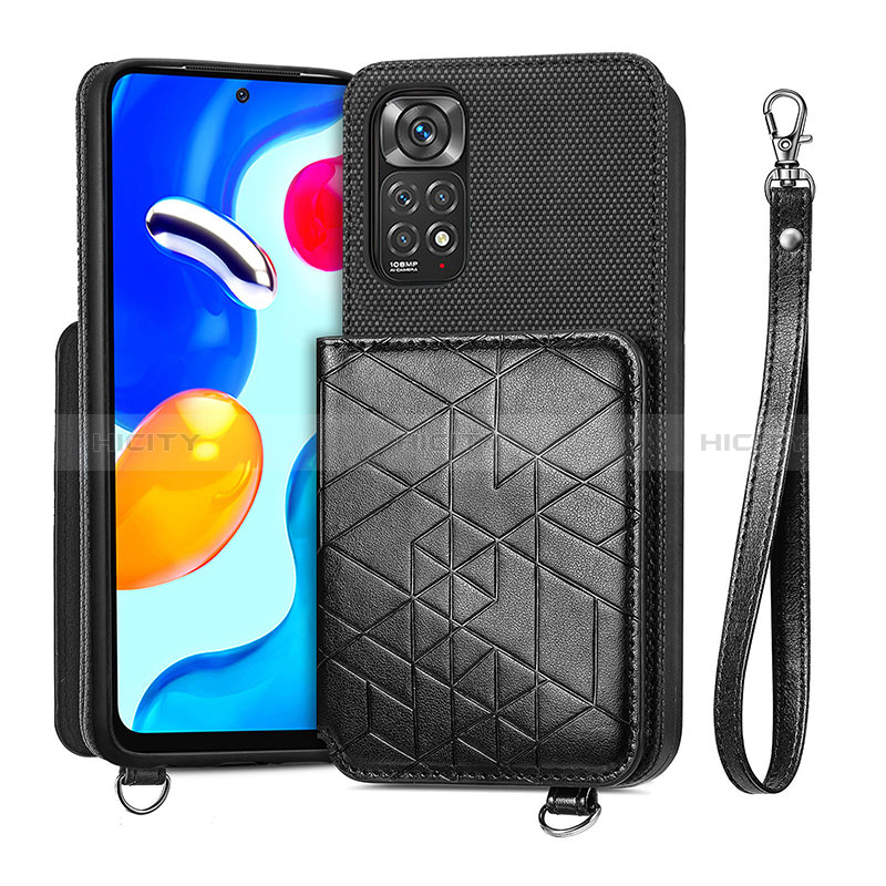 Silikon Hülle Handyhülle Ultra Dünn Schutzhülle Tasche Flexible mit Magnetisch S08D für Xiaomi Redmi Note 11 4G (2022) Schwarz Plus