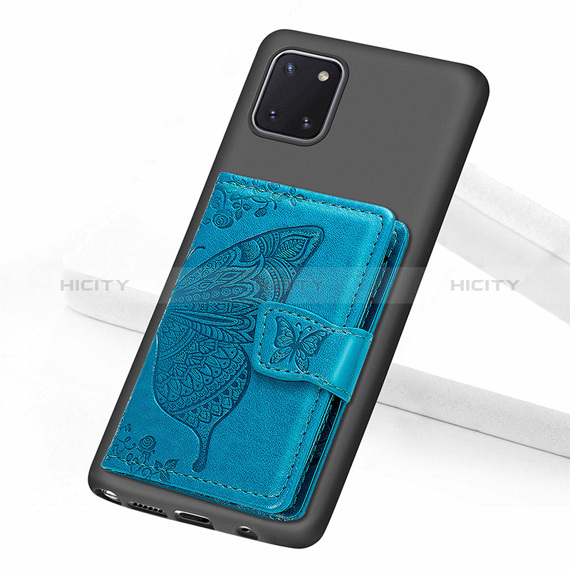 Silikon Hülle Handyhülle Ultra Dünn Schutzhülle Tasche Flexible mit Magnetisch S09D für Samsung Galaxy A81 Blau Plus