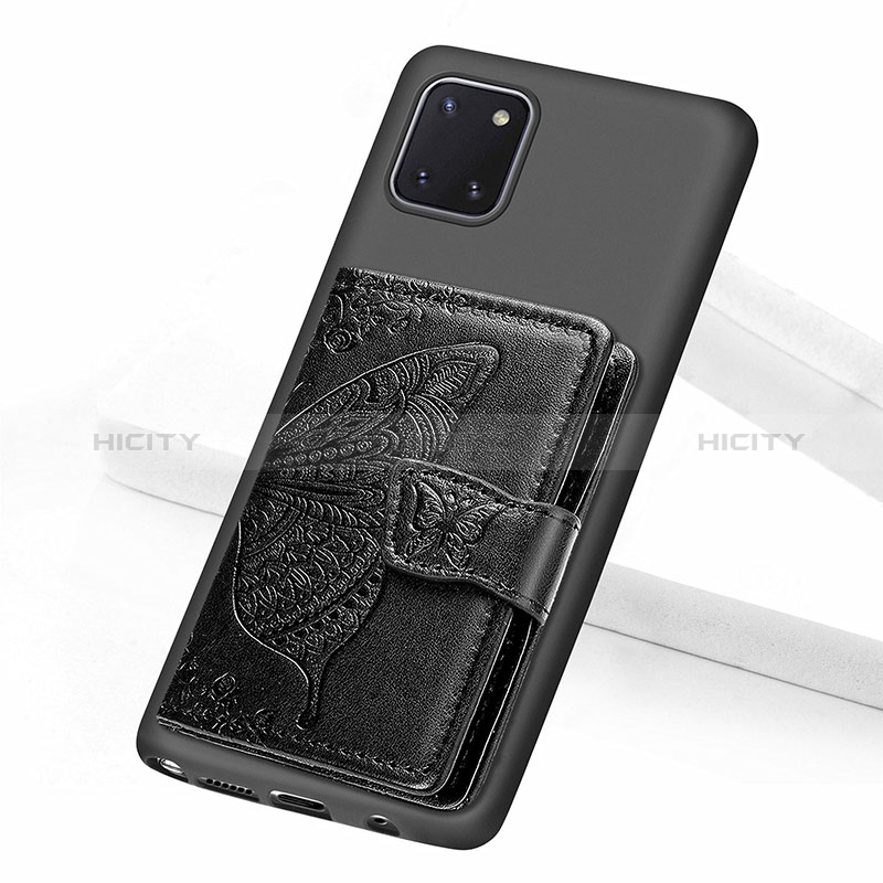 Silikon Hülle Handyhülle Ultra Dünn Schutzhülle Tasche Flexible mit Magnetisch S09D für Samsung Galaxy A81 Schwarz