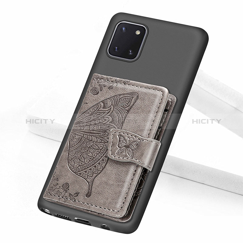 Silikon Hülle Handyhülle Ultra Dünn Schutzhülle Tasche Flexible mit Magnetisch S09D für Samsung Galaxy Note 10 Lite Grau Plus