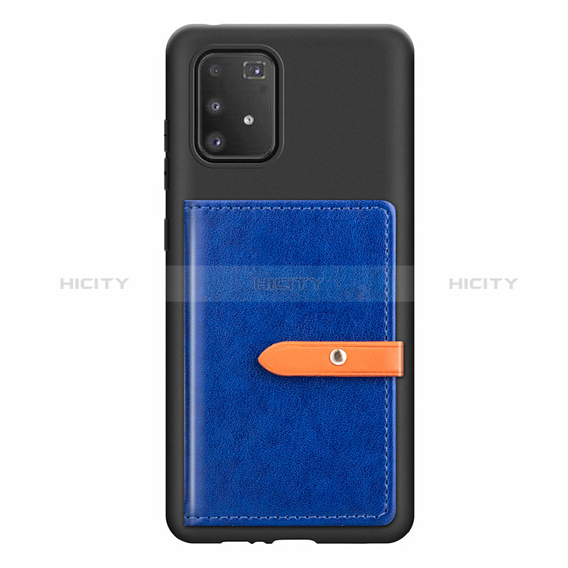 Silikon Hülle Handyhülle Ultra Dünn Schutzhülle Tasche Flexible mit Magnetisch S10D für Samsung Galaxy A91 Blau Plus