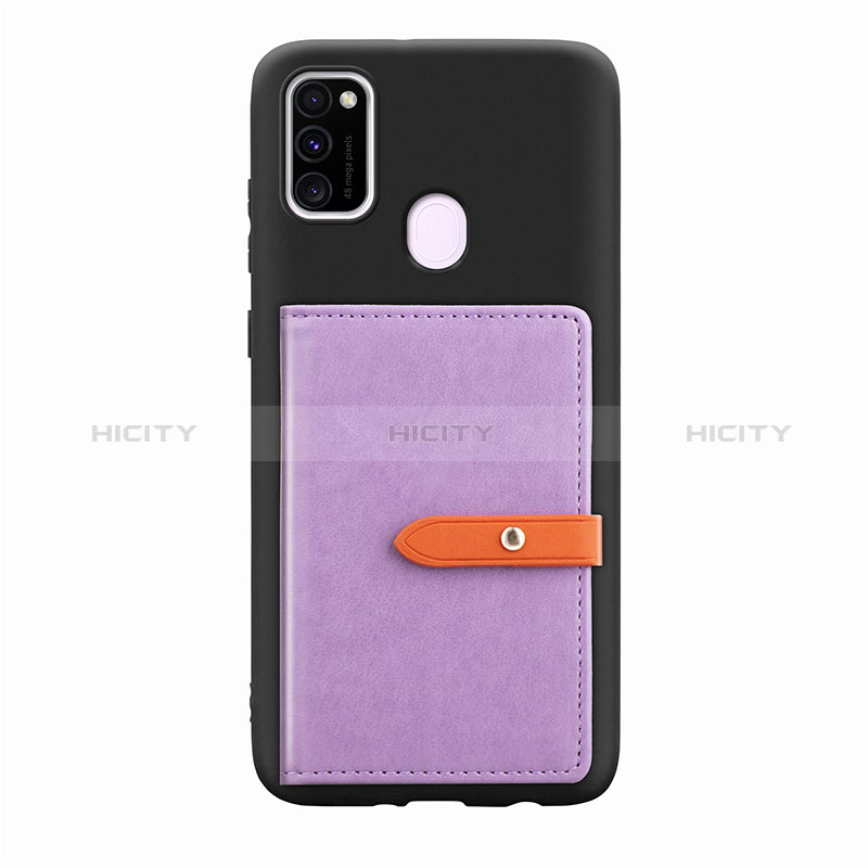 Silikon Hülle Handyhülle Ultra Dünn Schutzhülle Tasche Flexible mit Magnetisch S11D für Samsung Galaxy M21 Violett