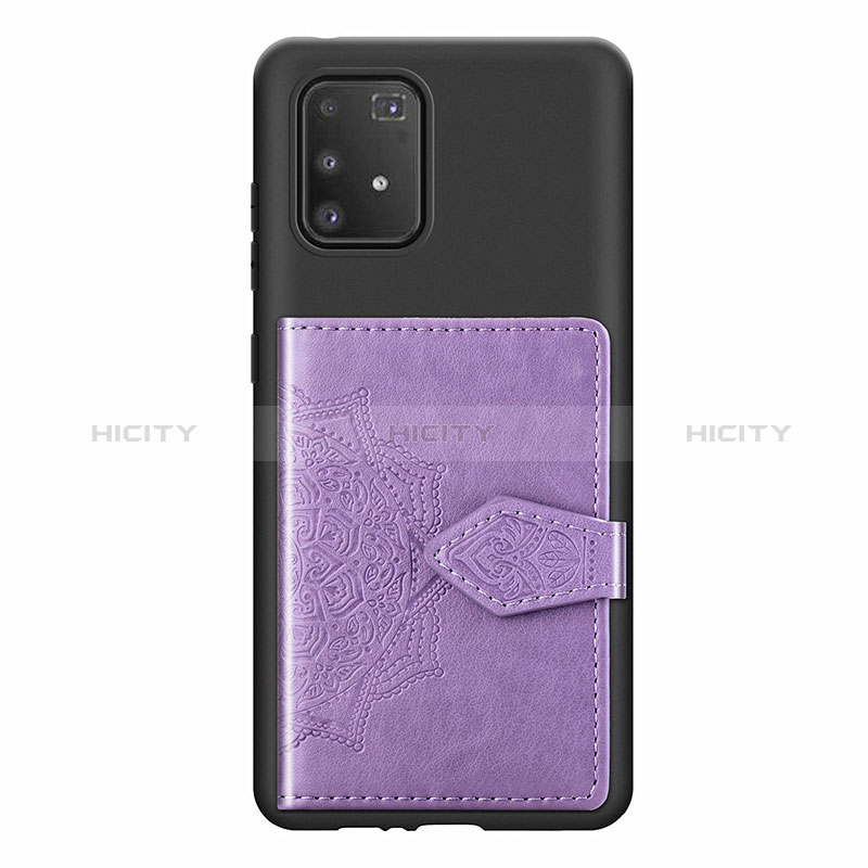 Silikon Hülle Handyhülle Ultra Dünn Schutzhülle Tasche Flexible mit Magnetisch S12D für Samsung Galaxy A91 Violett Plus