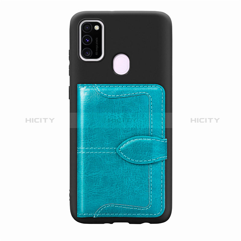 Silikon Hülle Handyhülle Ultra Dünn Schutzhülle Tasche Flexible mit Magnetisch S12D für Samsung Galaxy M21 Cyan