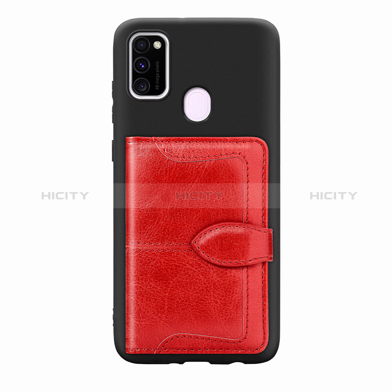 Silikon Hülle Handyhülle Ultra Dünn Schutzhülle Tasche Flexible mit Magnetisch S12D für Samsung Galaxy M21 Rot