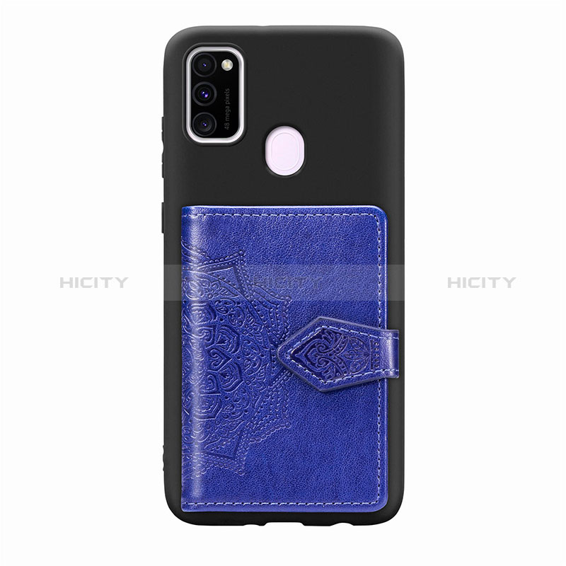 Silikon Hülle Handyhülle Ultra Dünn Schutzhülle Tasche Flexible mit Magnetisch S13D für Samsung Galaxy M21 Blau