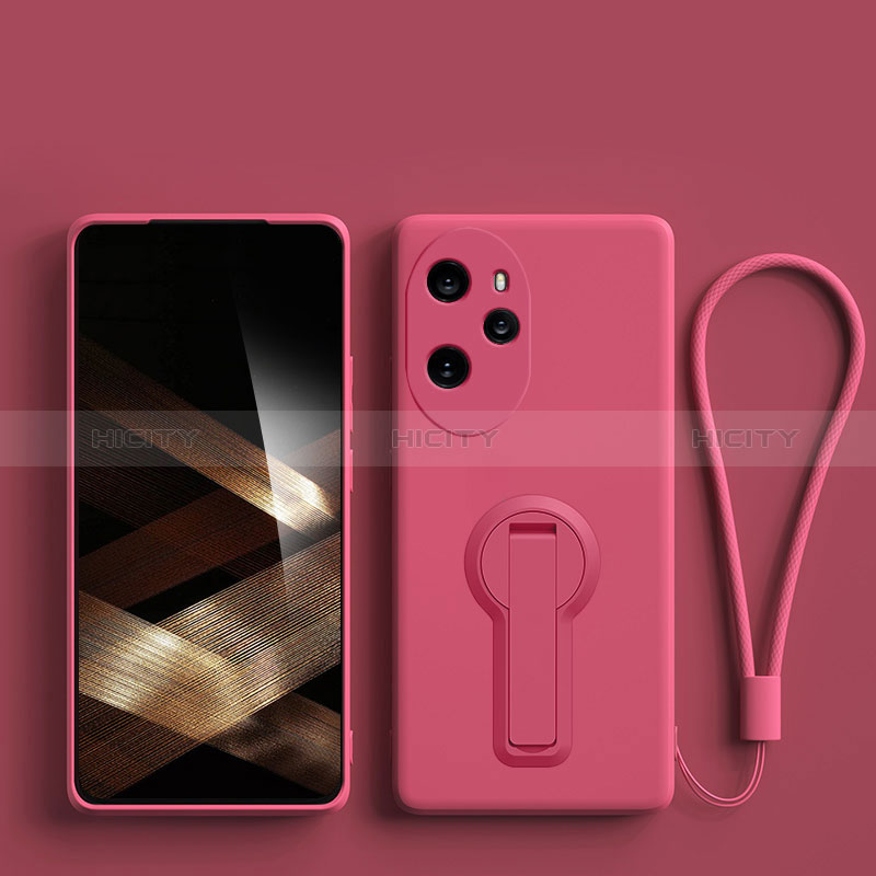 Silikon Hülle Handyhülle Ultra Dünn Schutzhülle Tasche Flexible mit Ständer für Huawei Honor 100 Pro 5G Pink