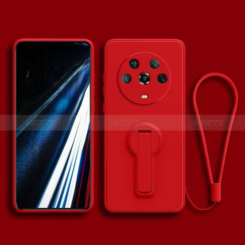 Silikon Hülle Handyhülle Ultra Dünn Schutzhülle Tasche Flexible mit Ständer für Huawei Honor Magic4 5G Rot