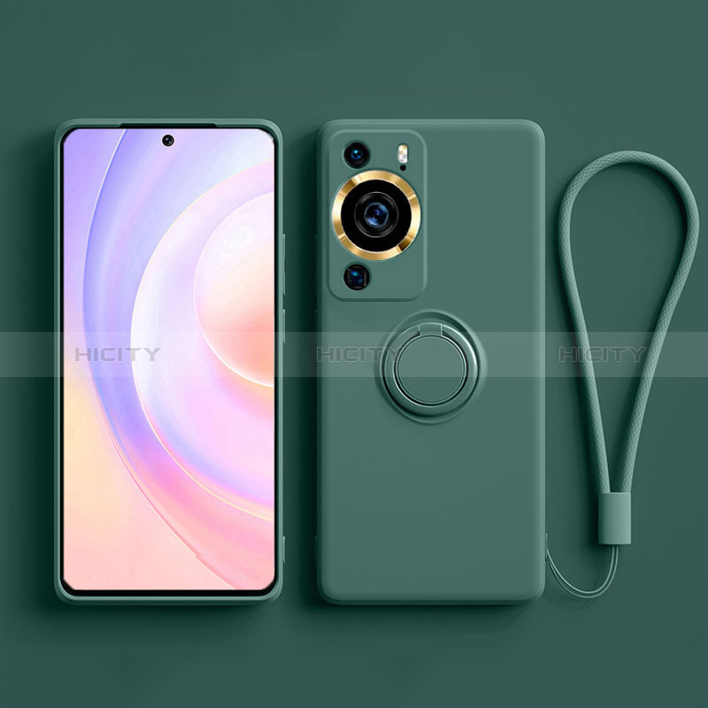 Silikon Hülle Handyhülle Ultra Dünn Schutzhülle Tasche Flexible mit Ständer für Huawei P60 Pro Nachtgrün Plus