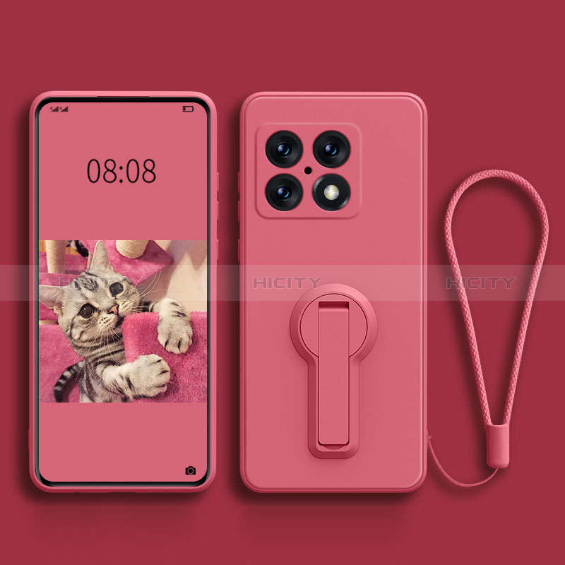 Silikon Hülle Handyhülle Ultra Dünn Schutzhülle Tasche Flexible mit Ständer für OnePlus 10 Pro 5G Pink Plus