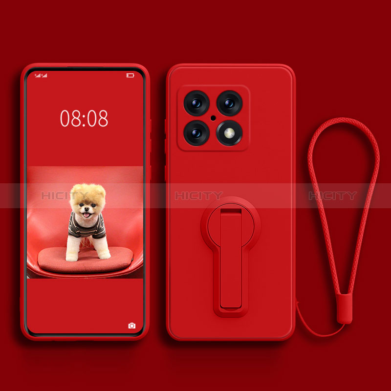 Silikon Hülle Handyhülle Ultra Dünn Schutzhülle Tasche Flexible mit Ständer für OnePlus 10 Pro 5G Rot