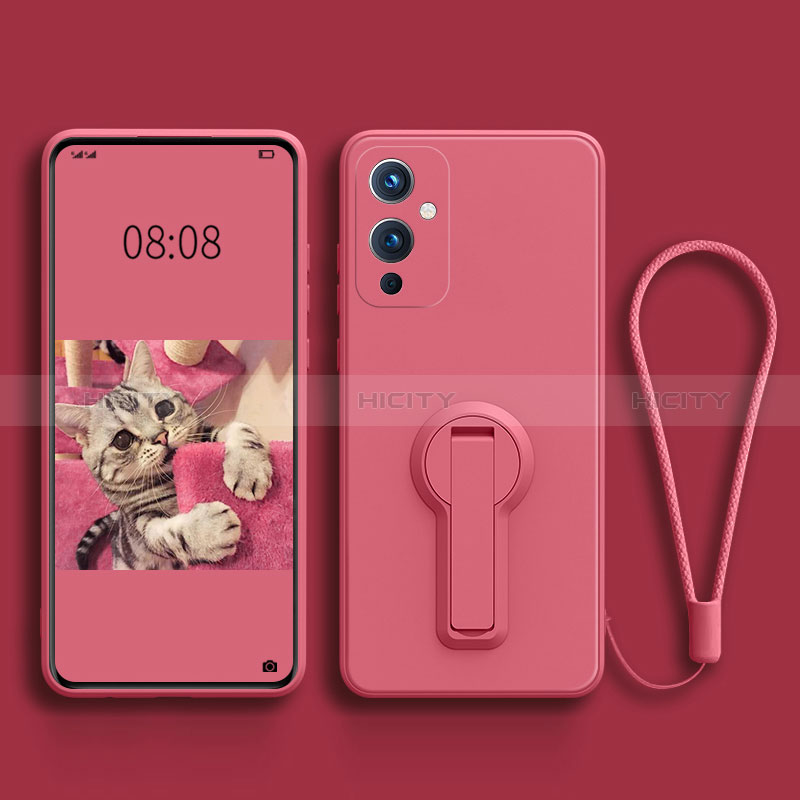 Silikon Hülle Handyhülle Ultra Dünn Schutzhülle Tasche Flexible mit Ständer für OnePlus 9 5G Pink Plus