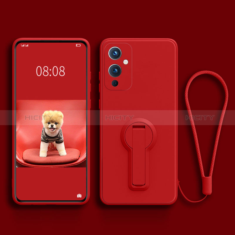 Silikon Hülle Handyhülle Ultra Dünn Schutzhülle Tasche Flexible mit Ständer für OnePlus 9 5G Rot Plus