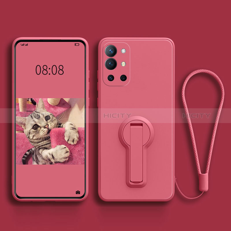 Silikon Hülle Handyhülle Ultra Dünn Schutzhülle Tasche Flexible mit Ständer für OnePlus 9R 5G Pink