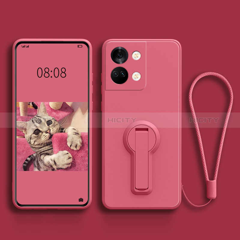 Silikon Hülle Handyhülle Ultra Dünn Schutzhülle Tasche Flexible mit Ständer für OnePlus Ace 2V 5G Pink