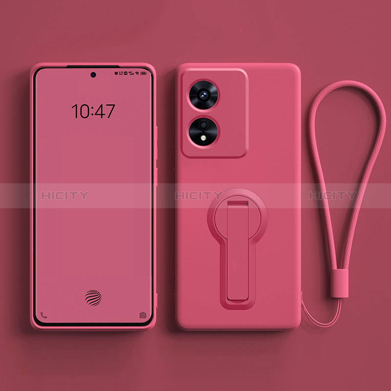 Silikon Hülle Handyhülle Ultra Dünn Schutzhülle Tasche Flexible mit Ständer für Oppo A1 5G Pink