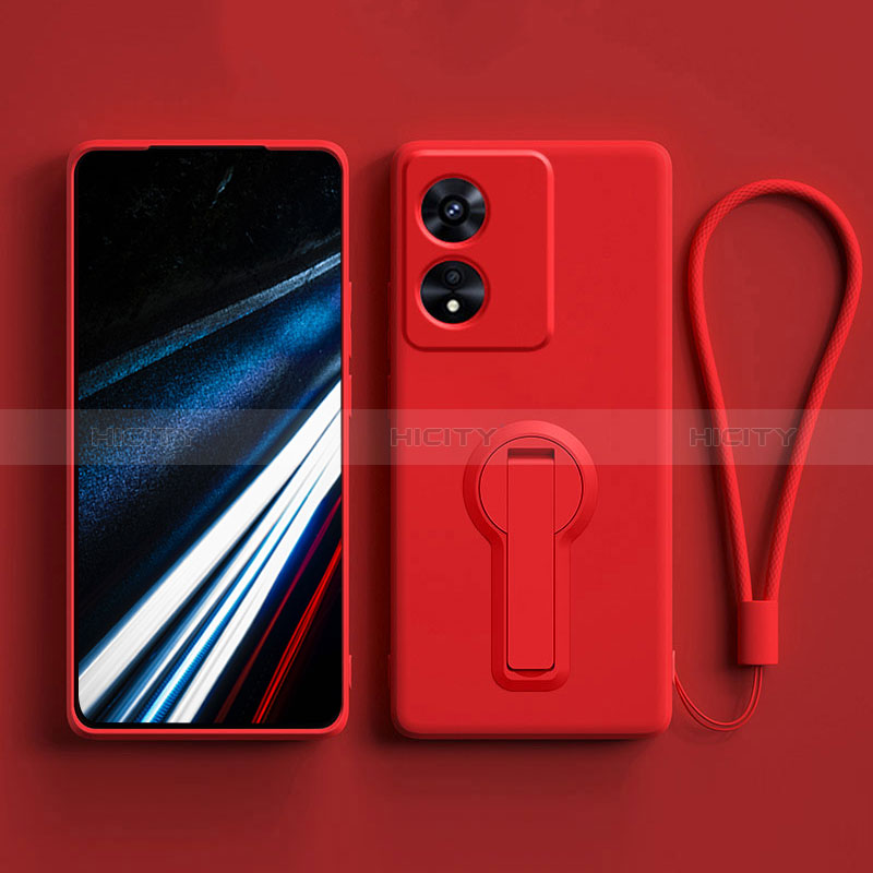 Silikon Hülle Handyhülle Ultra Dünn Schutzhülle Tasche Flexible mit Ständer für Oppo A18 Rot