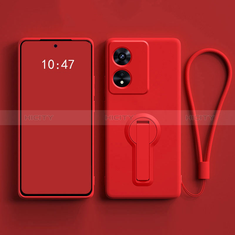 Silikon Hülle Handyhülle Ultra Dünn Schutzhülle Tasche Flexible mit Ständer für Oppo A98 5G Rot
