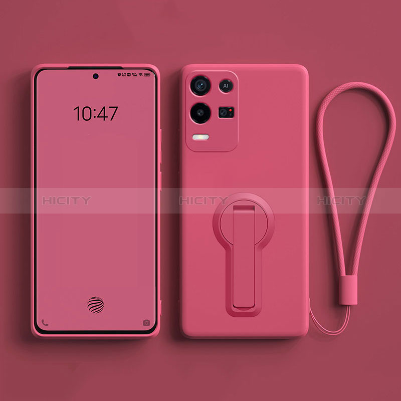 Silikon Hülle Handyhülle Ultra Dünn Schutzhülle Tasche Flexible mit Ständer für Oppo K9X 5G Pink