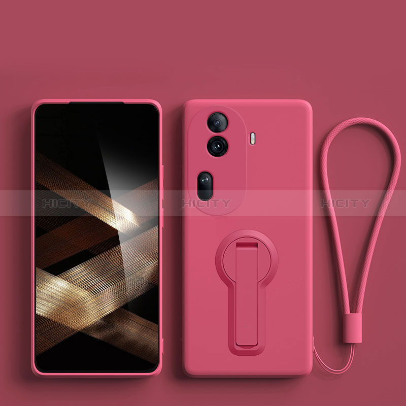 Silikon Hülle Handyhülle Ultra Dünn Schutzhülle Tasche Flexible mit Ständer für Oppo Reno11 Pro 5G Pink Plus