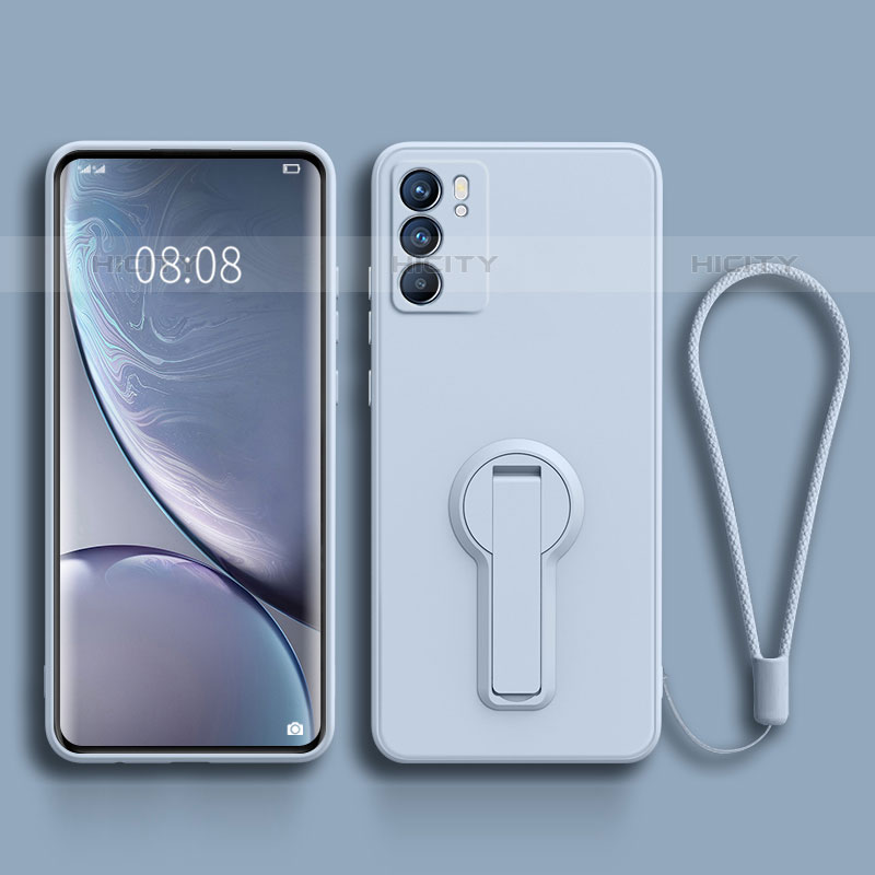 Silikon Hülle Handyhülle Ultra Dünn Schutzhülle Tasche Flexible mit Ständer für Oppo Reno6 5G