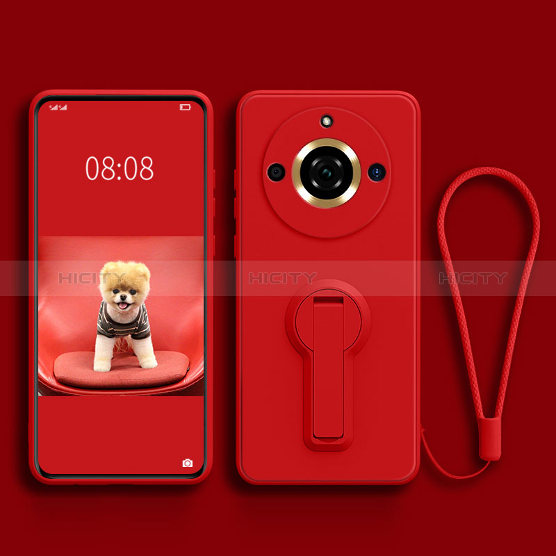 Silikon Hülle Handyhülle Ultra Dünn Schutzhülle Tasche Flexible mit Ständer für Realme 11 Pro 5G Rot Plus