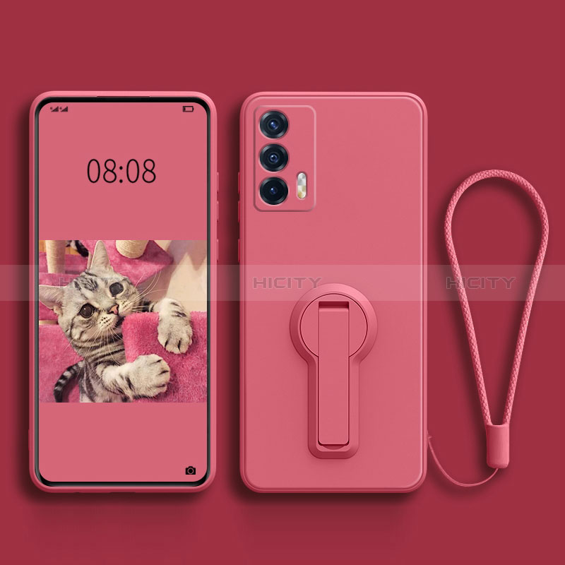 Silikon Hülle Handyhülle Ultra Dünn Schutzhülle Tasche Flexible mit Ständer für Realme GT Neo 2T 5G Pink