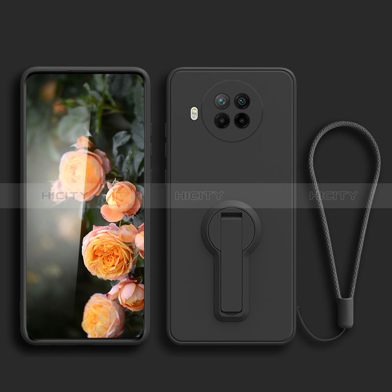 Silikon Hülle Handyhülle Ultra Dünn Schutzhülle Tasche Flexible mit Ständer für Xiaomi Mi 10i 5G Schwarz