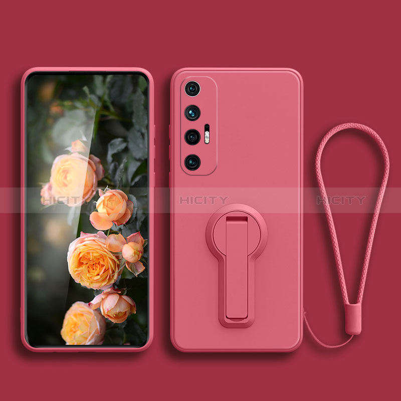 Silikon Hülle Handyhülle Ultra Dünn Schutzhülle Tasche Flexible mit Ständer für Xiaomi Mi 10S 5G Pink