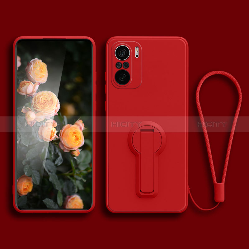 Silikon Hülle Handyhülle Ultra Dünn Schutzhülle Tasche Flexible mit Ständer für Xiaomi Mi 11i 5G Rot