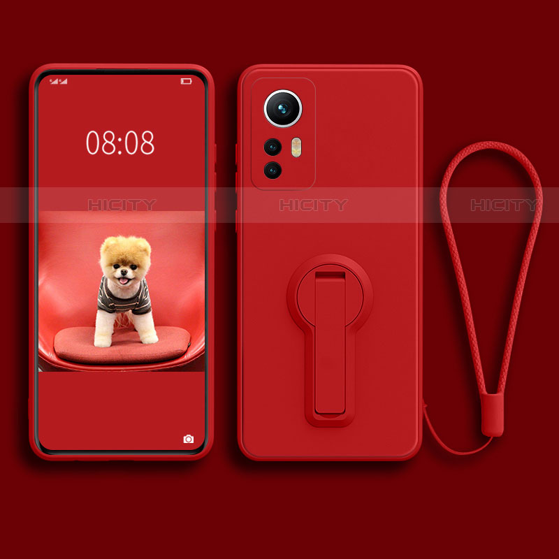 Silikon Hülle Handyhülle Ultra Dünn Schutzhülle Tasche Flexible mit Ständer für Xiaomi Mi 12 5G Rot Plus