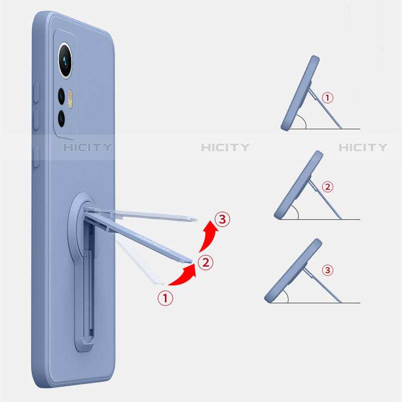 Silikon Hülle Handyhülle Ultra Dünn Schutzhülle Tasche Flexible mit Ständer für Xiaomi Mi 12 Pro 5G groß