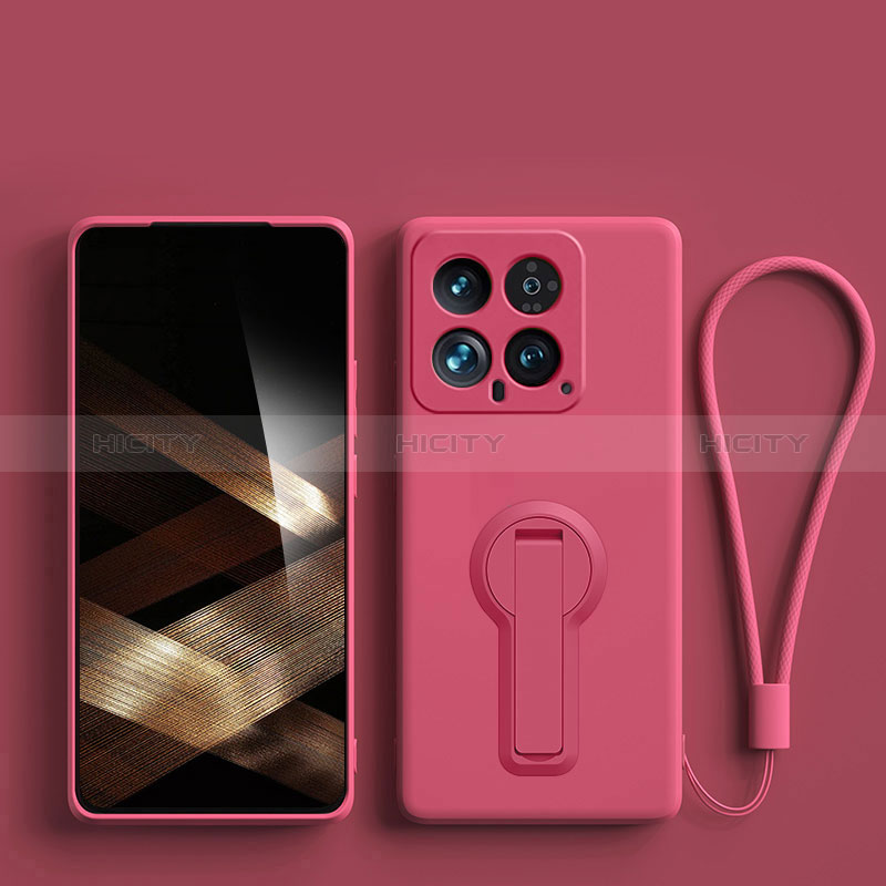 Silikon Hülle Handyhülle Ultra Dünn Schutzhülle Tasche Flexible mit Ständer für Xiaomi Mi 14 Pro 5G groß