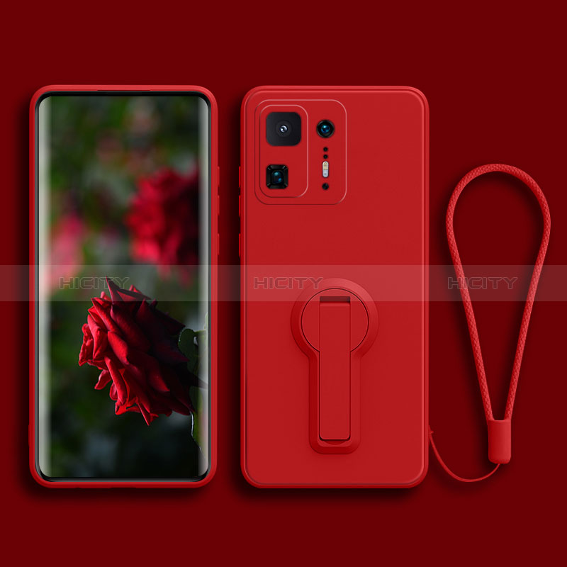 Silikon Hülle Handyhülle Ultra Dünn Schutzhülle Tasche Flexible mit Ständer für Xiaomi Mi Mix 4 5G Rot