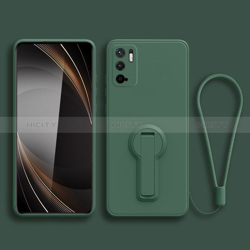 Silikon Hülle Handyhülle Ultra Dünn Schutzhülle Tasche Flexible mit Ständer für Xiaomi POCO M3 Pro 5G Nachtgrün