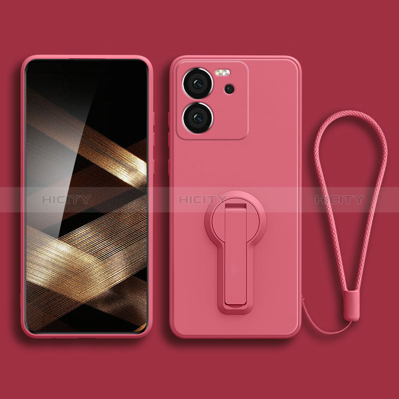 Silikon Hülle Handyhülle Ultra Dünn Schutzhülle Tasche Flexible mit Ständer für Xiaomi Redmi K60 Ultra 5G Pink