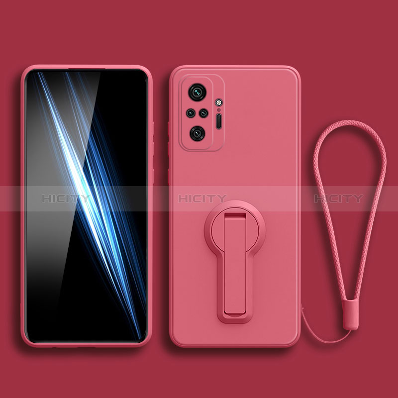 Silikon Hülle Handyhülle Ultra Dünn Schutzhülle Tasche Flexible mit Ständer für Xiaomi Redmi Note 10 4G Pink Plus